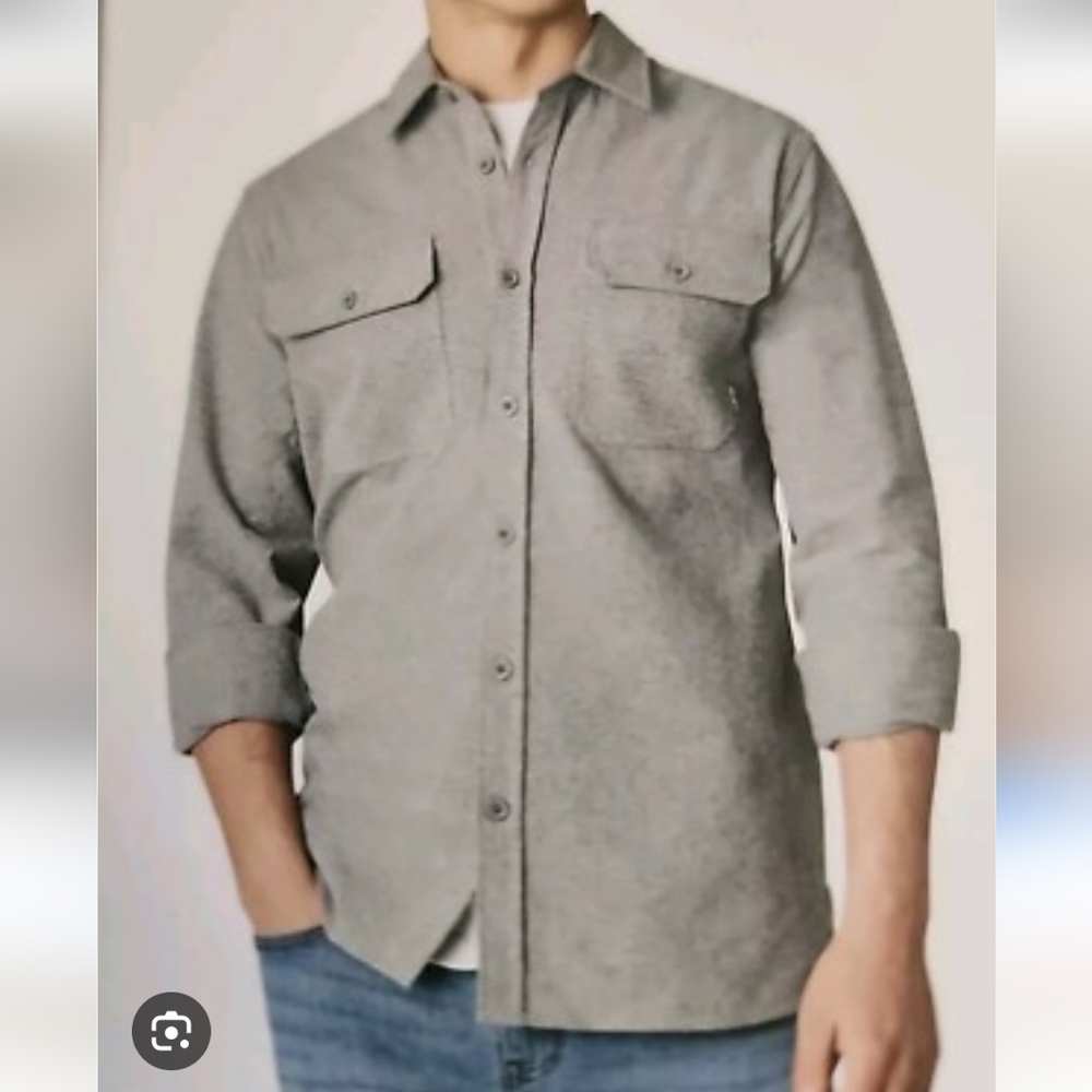 Eddie Bauer Gray Double Brushed Chamois Shirt NWT